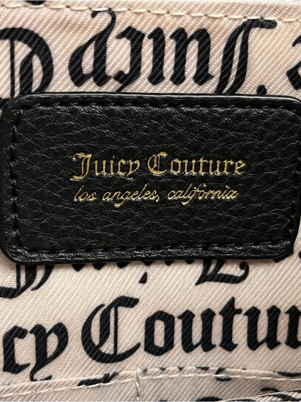 Juicy Couture Black Quilted Backpack with Pink, Lime & Aqua Stripes